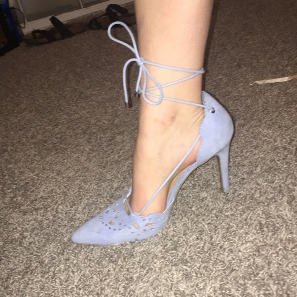 Suede baby blue 3 inch heals